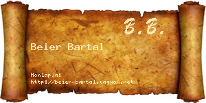 Beier Bartal névjegykártya